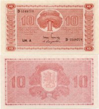 10 Markkaa 1945 Litt.A D5148079 UNC